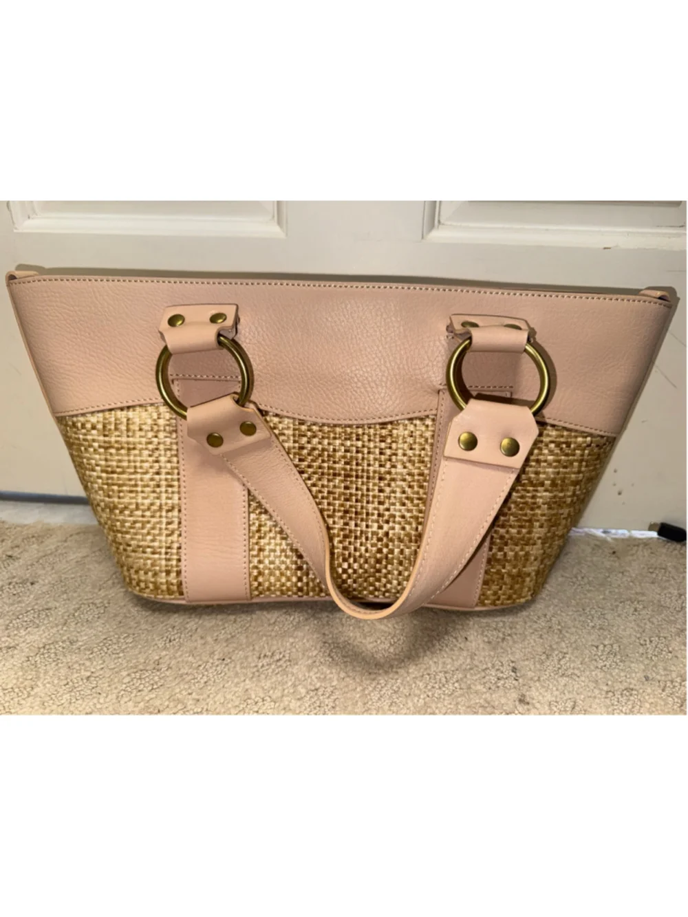 Chloe Tote Bag One Size Beige and Tan Woven Leather